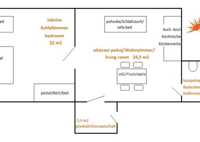 Jizerské hory ubytování penzion Solaris - apartmán č.6 půdorys